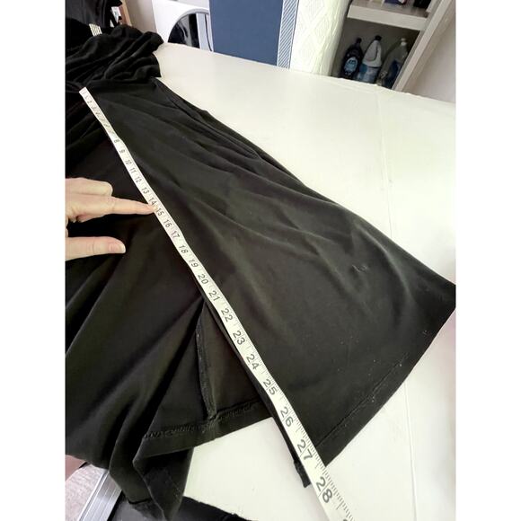 R & M Richards Cold Shoulder Rhinestone Brooch Gown Maxi Dress Sz 6 Black Split - Picture 12 of 13